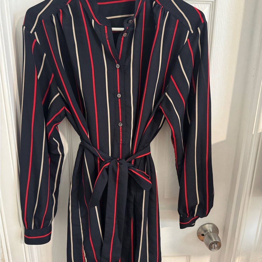 Club Monaco Navy and Red Striped Dress